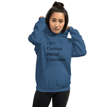 Load image into Gallery viewer, I am Curious About Cannabis Hoodie (Black Text)