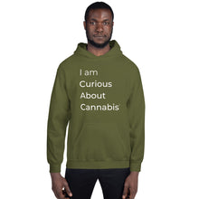 Load image into Gallery viewer, I am Curious About Cannabis Hoodie (White Text)